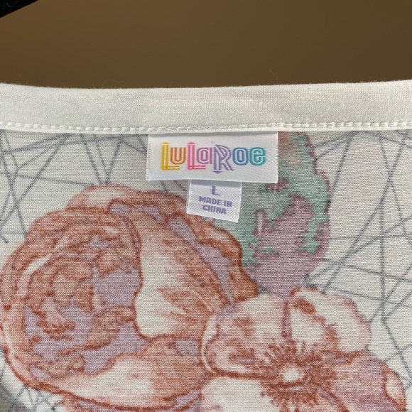 Lularoe Tee - L - White Geo and Floral Print - Picture 3 of 4